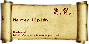 Mahrer Ulpián névjegykártya